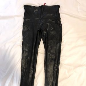 Black Spanx leather leggings size XL
